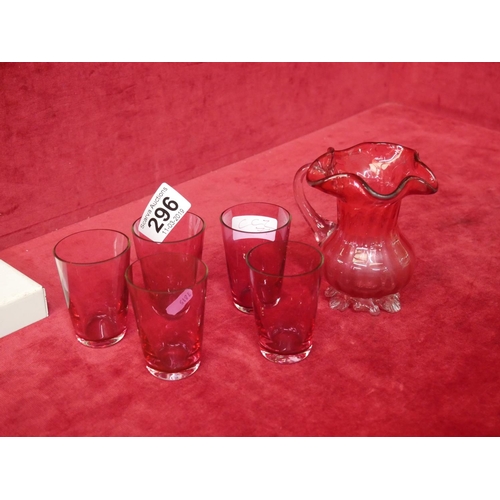 296 - RUBY JUG & GLASSES