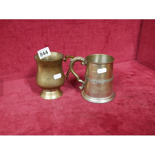 844 - 2 BRASS BEAKERS