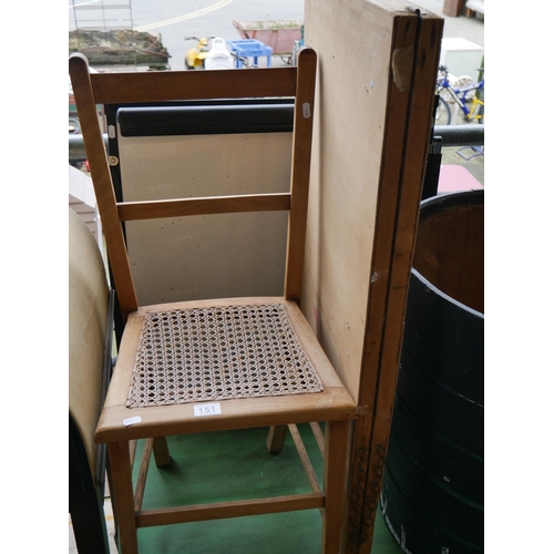 151 - PINE RATTAN SEATED CHAIR & PAVEMENT SIGN