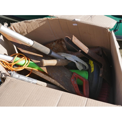 55 - BOX OF GARDEN TOOLS