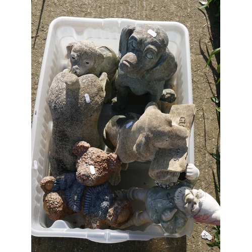 66 - BOX OF GARDEN ORNAMENTS