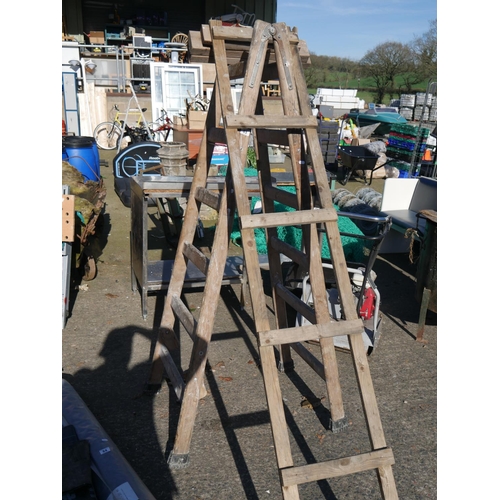 83 - WOODEN STEP LADDER PLUS ROOF LADDER