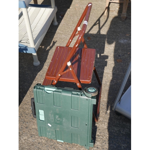 85 - STEP LADDER & STORAGE BOX ON WHEELS