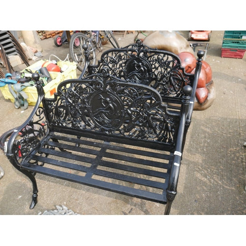 102 - PAIR OF WROUGHT IRON GARDEN SEATS