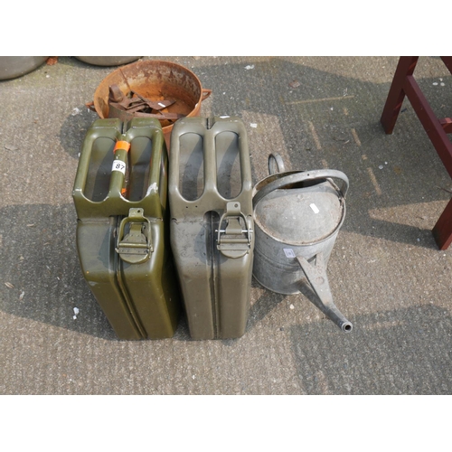 87 - 2 JERRY CANS & WATERING CAN