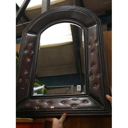 263 - LEATHER FRAMED MIRROR