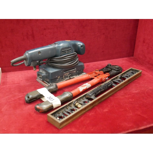 303 - BOLT CUTTERS, SPIRIT LEVEL & SANDER