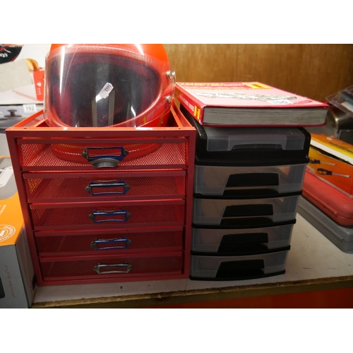 190 - STORAGE DRAWERS, HELMET ETC