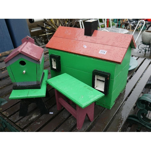 174 - WOODEN BIRD HOUSES ETC