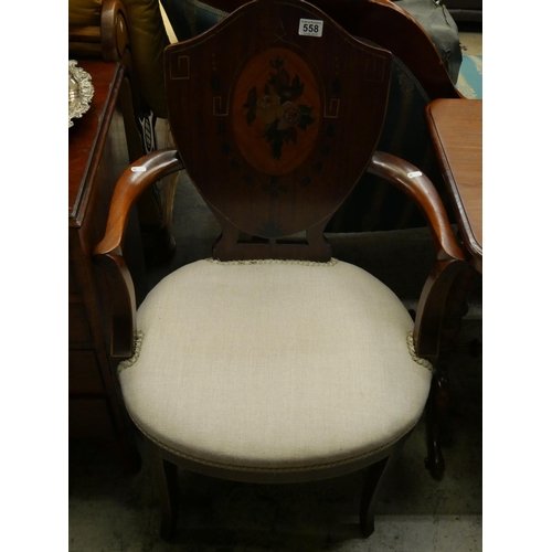 558 - HAND PAINTED ELBOW CHAIR