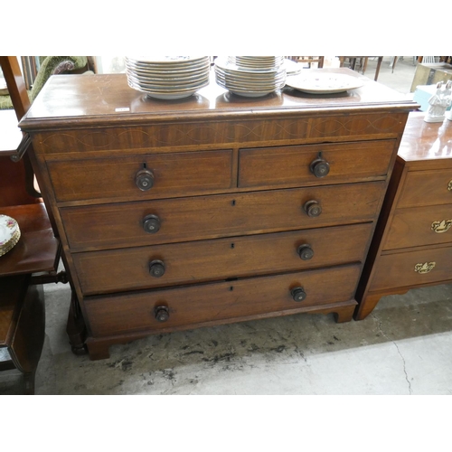 566 - INLAID 2 OVER 3 CHEST OF DRAWERS