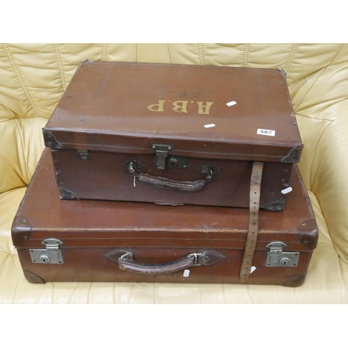 587 - 2 LEATHER SUITCASES