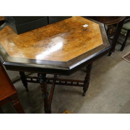 620 - OCTAGONAL BURR WALNUT TOPPED TABLE