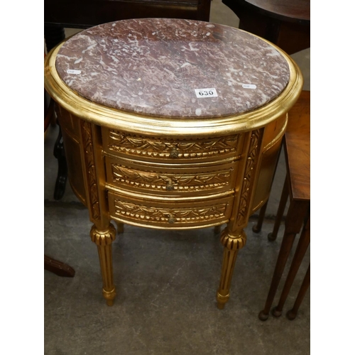 630 - MARBLE TOPPED GILT CABINET