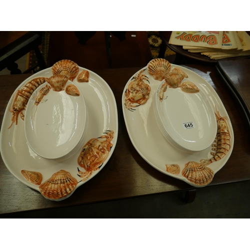 645 - LOT OF SHELL FISH SERVING DISHES