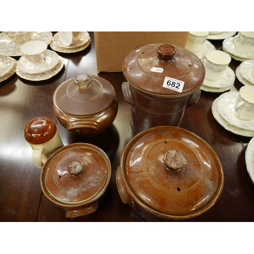 682 - LOT OF SALT GLAZED POTS