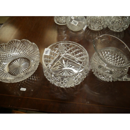 709 - 2 CRYSTAL BOWLS & JUG