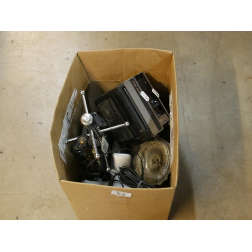 62 - BOX LOT INCLUDING POLAROID CAMERA