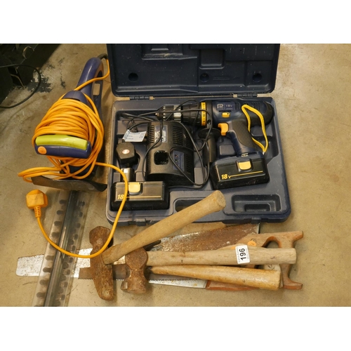 196 - JOB LOT OF TOOLS INCLUDING POWER TOOLS