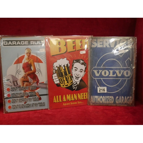 216 - 3 TIN SIGNS