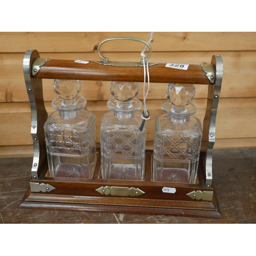 328 - TANTALUS & DECANTERS WITH ORIGINAL KEY