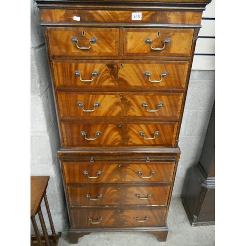 388 - MAHOGANY CHEST ON CHEST