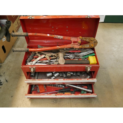 277 - TOOL BOX & CONTENTS PLUS BOLT CUTTERS