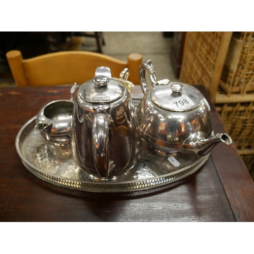 798 - SILVER PLATED TEA SERVICE & TRAY