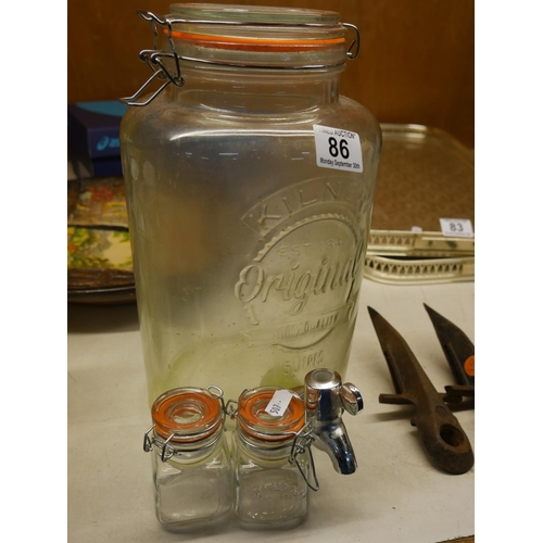 86 - GLASS JAR & 2 SMALL JARS