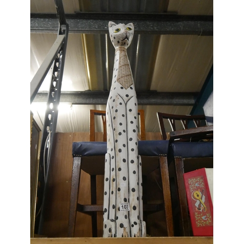 103 - TALL WOODEN CAT