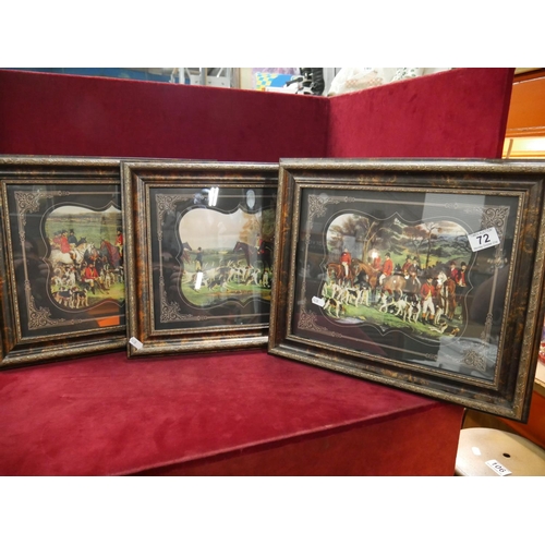 72 - SET OF 3 FRAMED HUNTING PRINTS