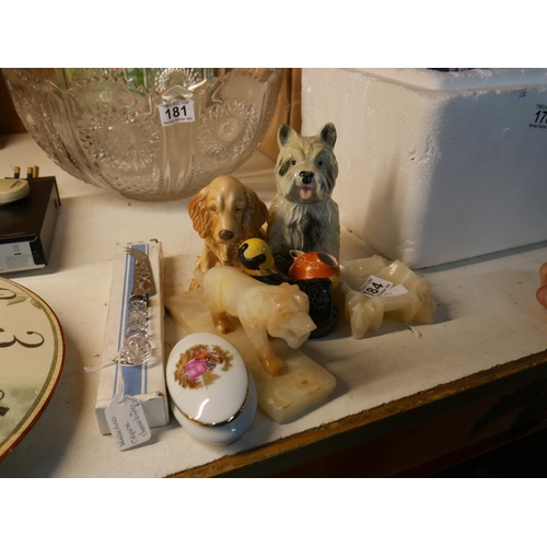 184 - LOT OF CERAMIC DOGS ETC