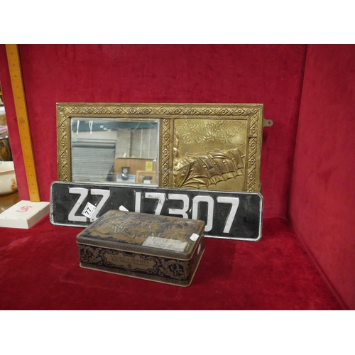 77 - MIRROR, NUMBER PLATE & TIN