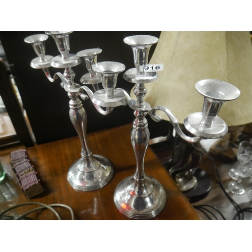 916 - 2 CHROME CANDELABRAS