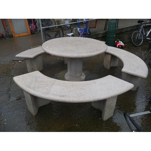 75 - GRANITE GARDEN TABLE & 3 BENCHES TO MATCH