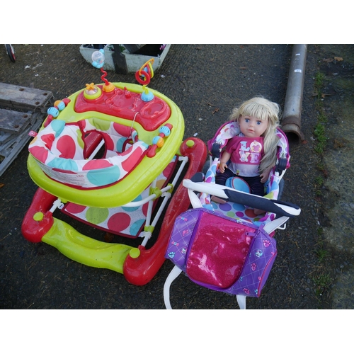 24 - DOLLS PRAM & DOLL PLUS BABY WALKER