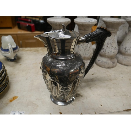 848 - HORN HANDLED TEA POT