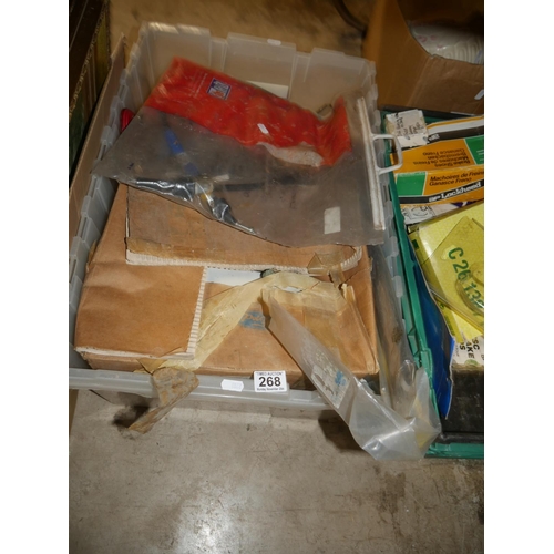 268 - CRATE OF CAR PARTS