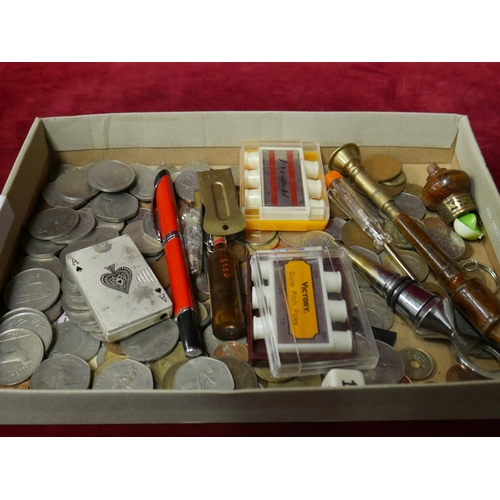 335 - BOX OF COLLECTABLE INCLUDING COINS