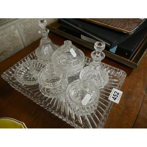 452 - GLASS TRAY & CONTENTS