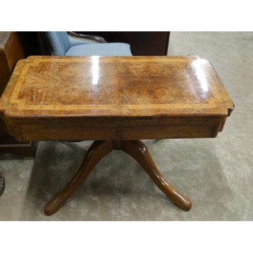 510 - BURR WALNUT COFFEE TABLE / CARD TABLE