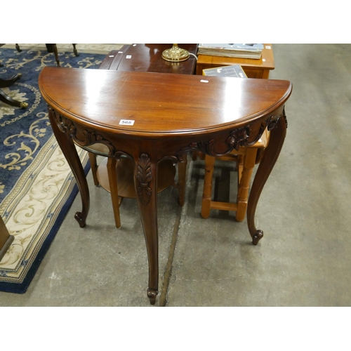 568 - CARVED MAHOGANY HALL TABLE