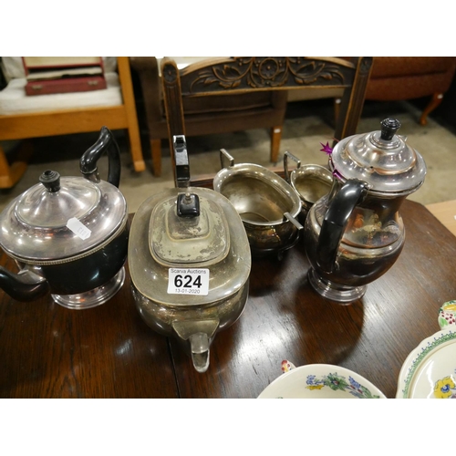 624 - SILVER PLATED TEA SERVICE ETC