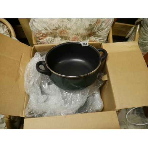 268 - BOX OF SAUCEPANS