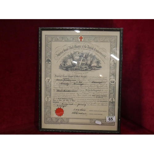 65 - FRAMED BLACK CHAPTER CERTIFICATE