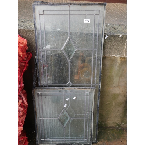 112 - 2 LEADED GLASS PANELS