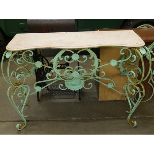 260 - MARBLE TOP METAL CONSOLE TABLE