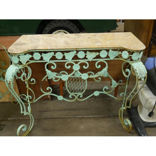 261 - MARBLE TOP METAL CONSOLE TABLES