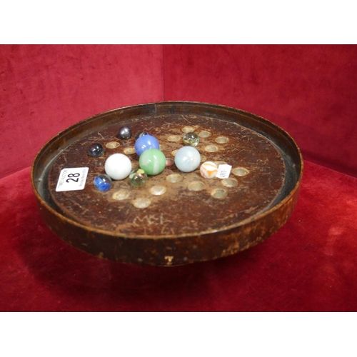 28 - MARBLE BOARD & MARBLES