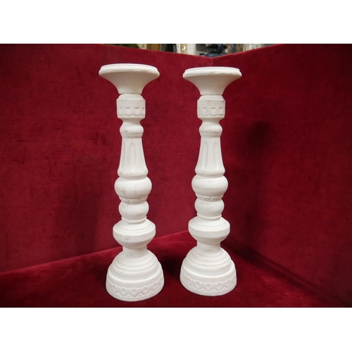 45 - 2 WOODEN CANDLE STANDS